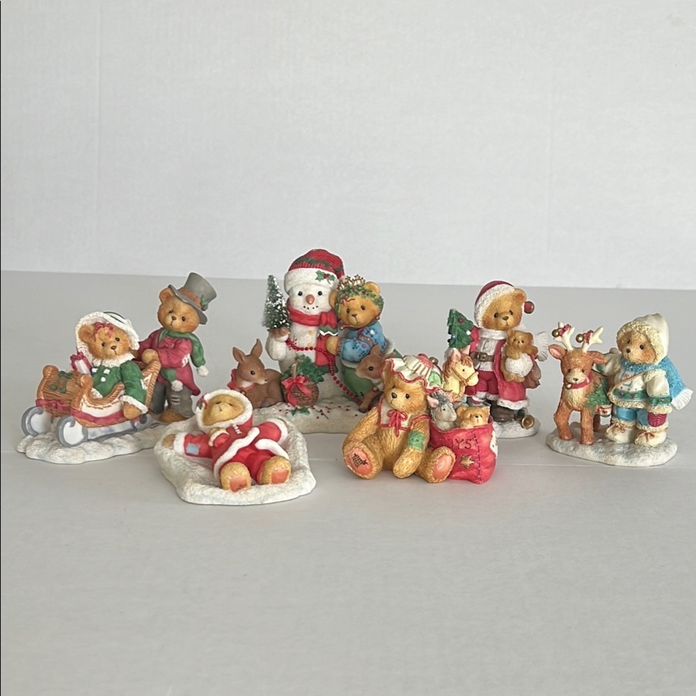 Enesco Cherished Teddies Figurines Christmas Set of Six Retired Special Edition